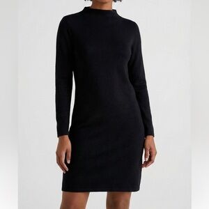 Zara Knit Womens Small Black Mock Neck Long Sleeve Dress